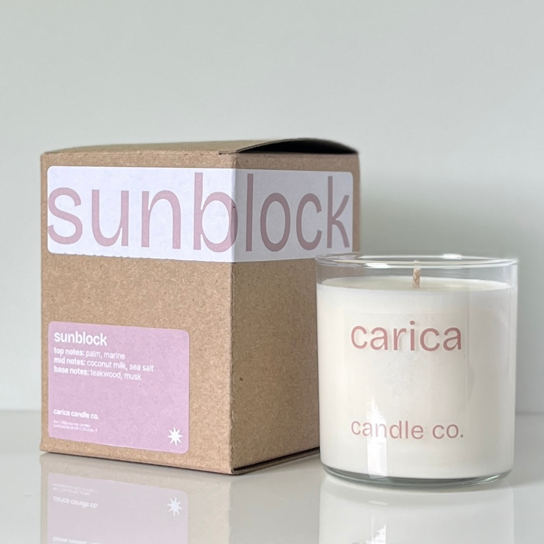 sunblock soy wax candle